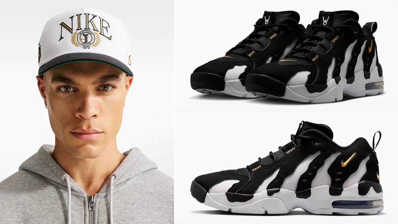 Nike Air DT Max 96 Low Black White x Nike Rise Structured A-Frame Snapback Cap to Match Sneakers