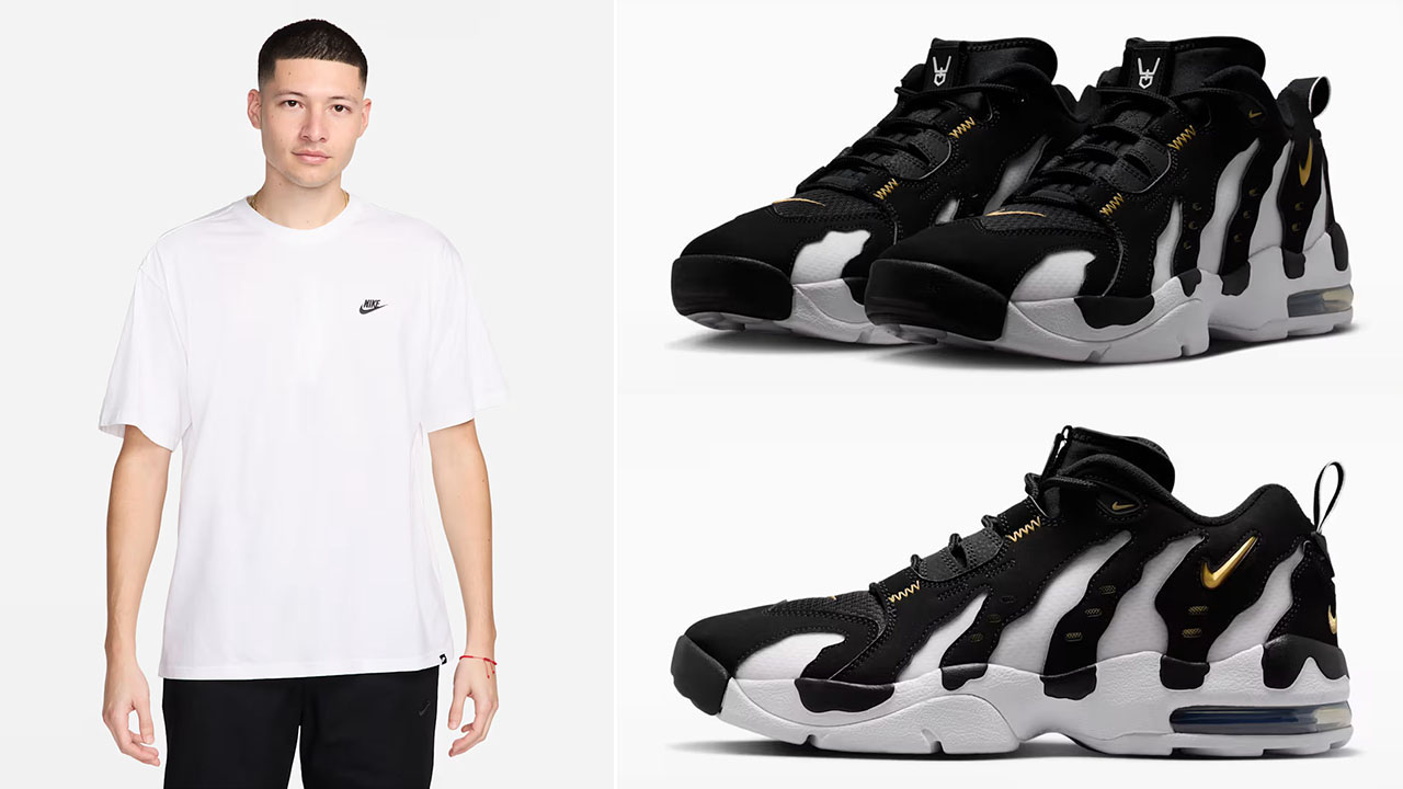 Nike Air DT Max 96 Low Black White x Nike Sportswear Club Men’s White Black T-Shirt to Match Sneakers