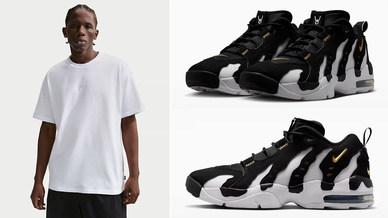 Nike Air DT Max 96 Low Black White x Nike Sportswear Premium Essentials Men’s White T-Shirt to Match Sneakers