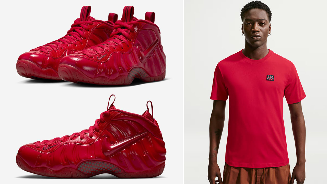 Nike Air Foamposite Pro Gym Red x Nike Sportswear T-Shirt to Match