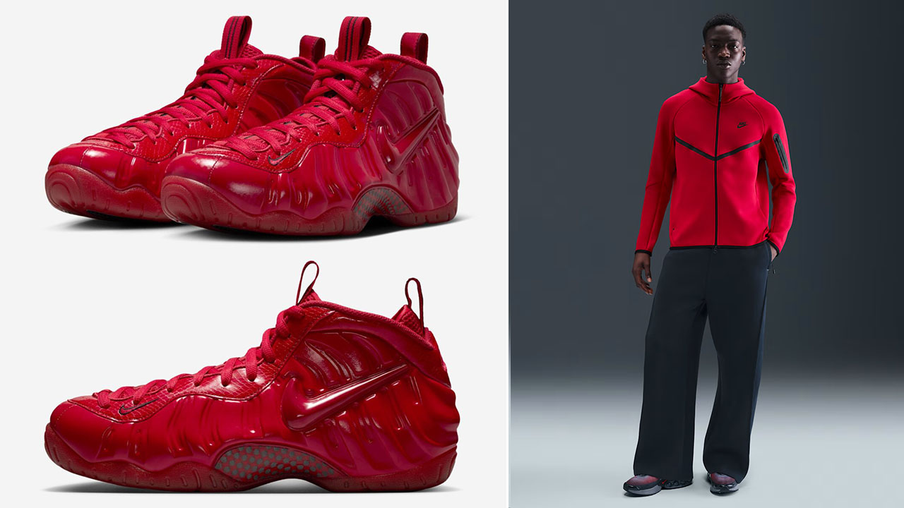 Nike Air Foamposite Pro Gym Red x Nike Tech Fleece Clothing to Match