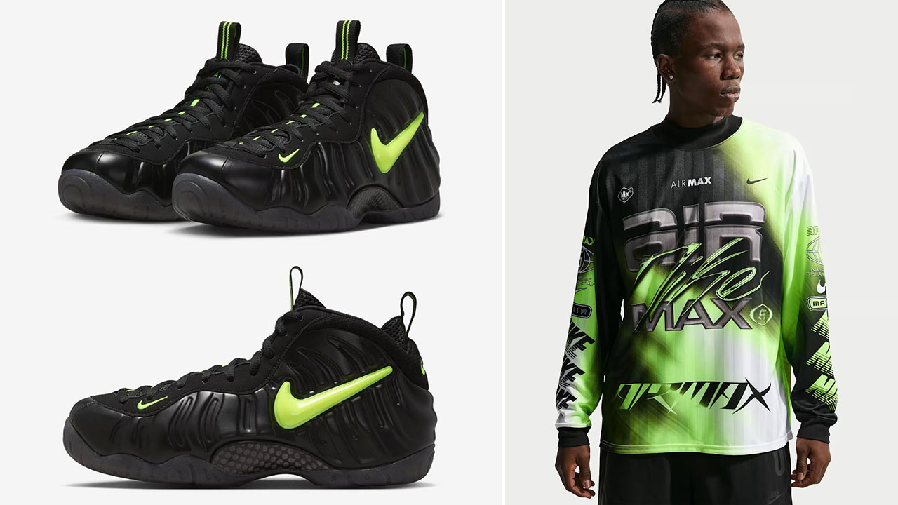 Nike Air Foamposite Pro Voltage 2026 x Nike Air Max Long Sleeve Jersey to Match Sneakers