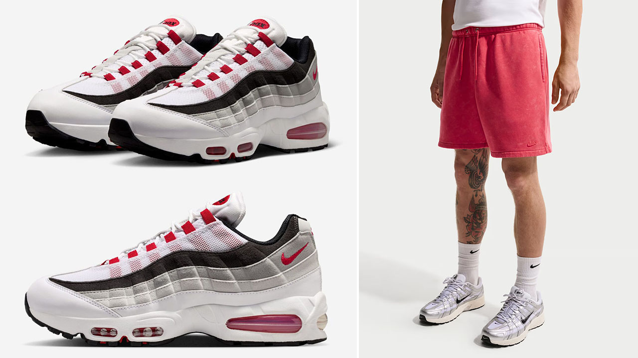 Nike Air Max 95 Big Bubble OG Comet Red 2026 x Nike Club Men's Fleece Shorts to Match Sneakers