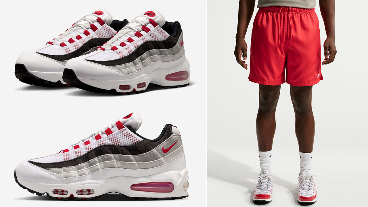 Nike Air Max 95 Big Bubble OG Comet Red 2026 x Nike Club Men's Woven Flow Shorts to Match Sneakers