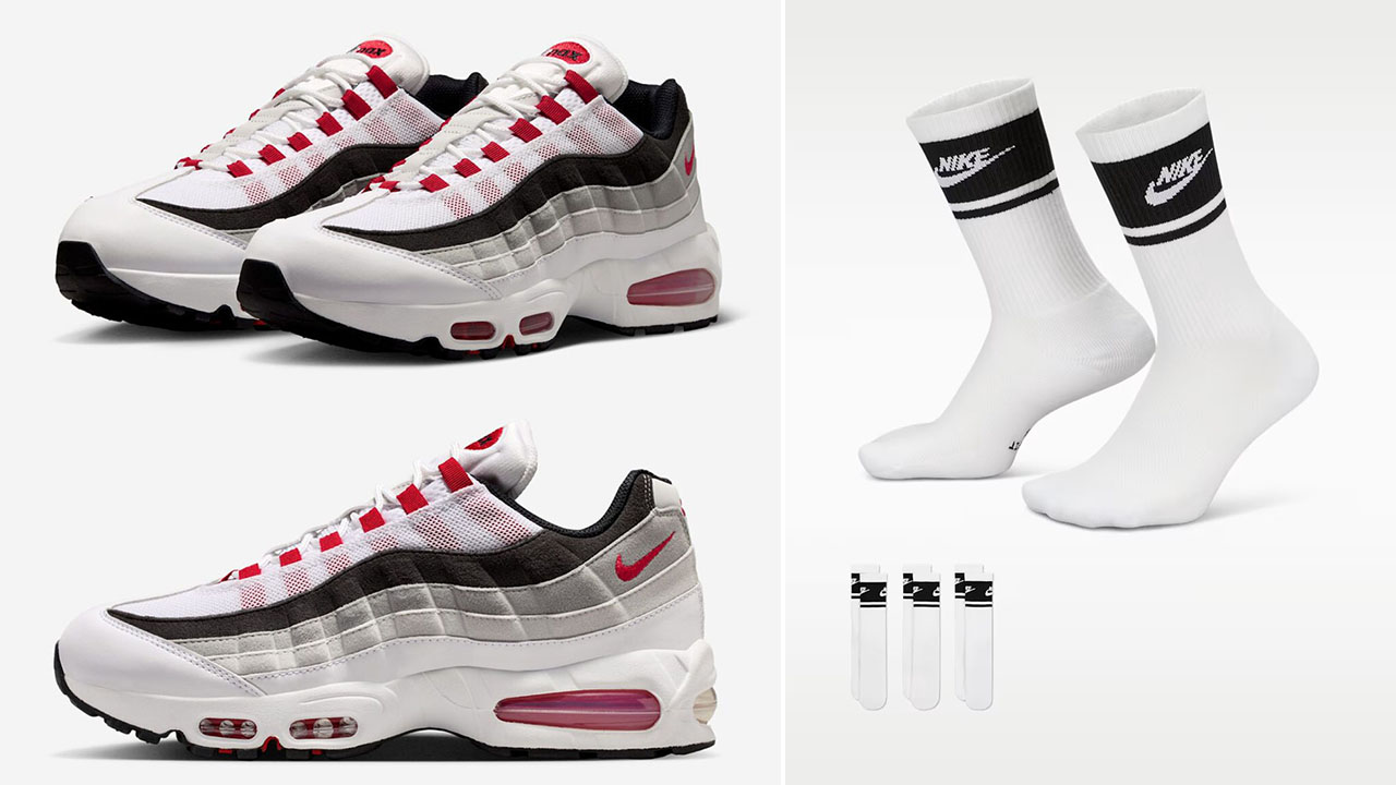 Nike Air Max 95 Big Bubble OG Comet Red 2026 x Nike Everyday Elevated Crew Socks to Match Sneakers