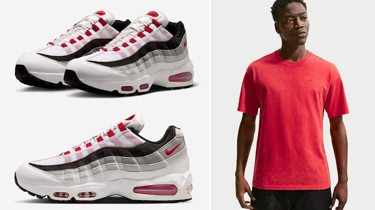 Nike Air Max 95 Big Bubble OG Comet Red 2026 x Nike Sportswear Men's Vintage-Washed T-Shirt to Match Sneakers