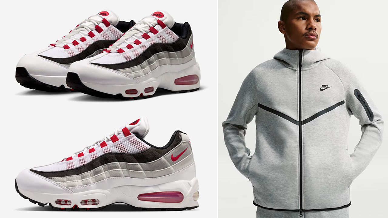 Nike Air Max 95 Big Bubble OG Comet Red 2026 x Nike Tech Fleece Hoodie and Pants to Match Sneakers