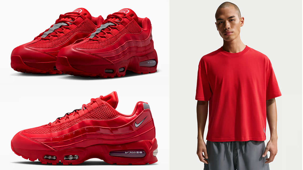 Nike Air Max 95 Big Bubble University Red Sneakers and Outfits