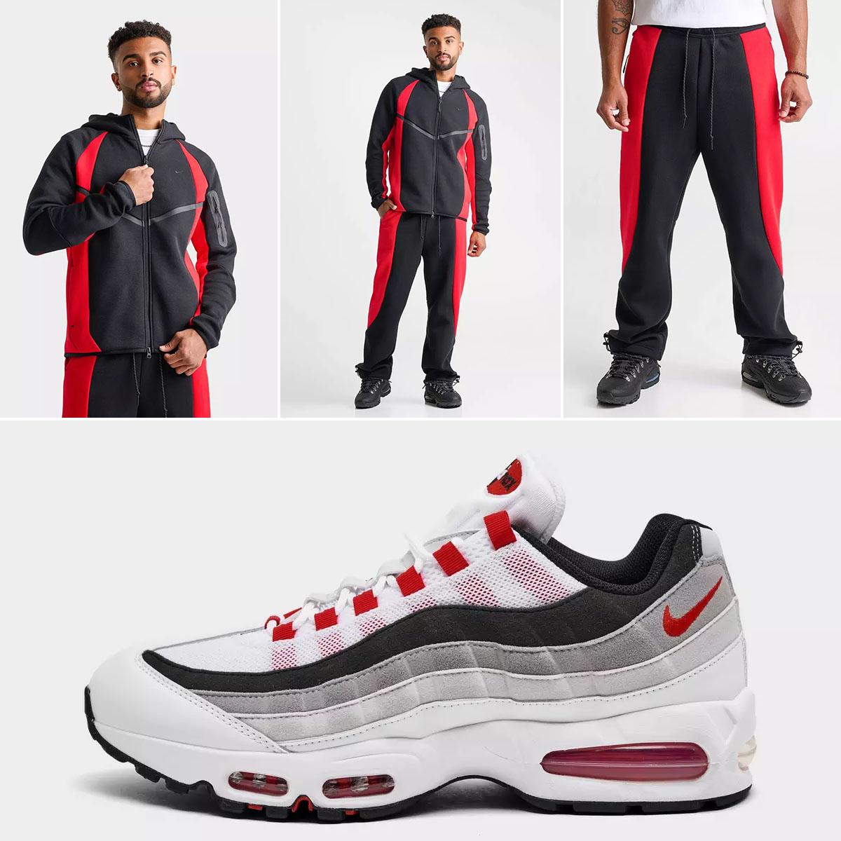 Nike Air Max 95 Comet Red 2026 x Nike Tech Fleece Mens Hoodie Jacket and Pants to Match
