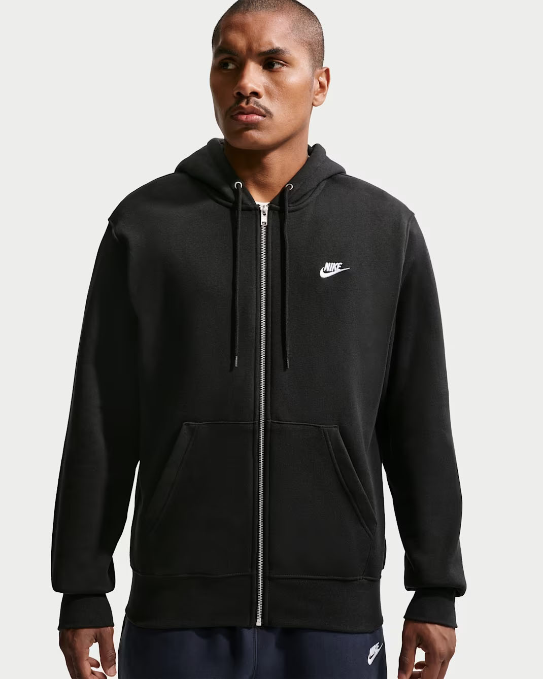 Nike Club Fleece Full-Zip Hoodie Black White
