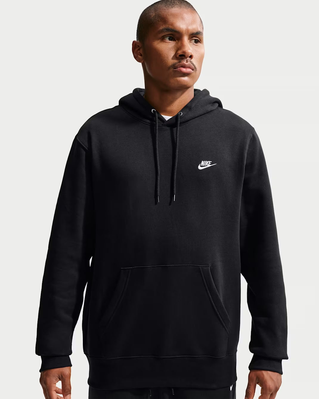 Nike Club Men's Pullover Fleece Hoodie Black White