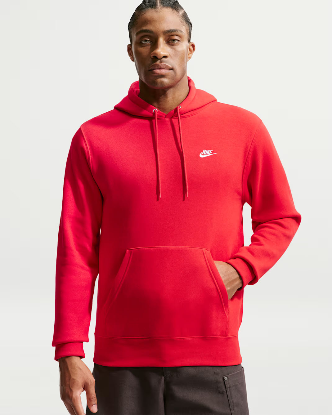 Nike Club Men's Pullover Fleece Hoodie University Red White