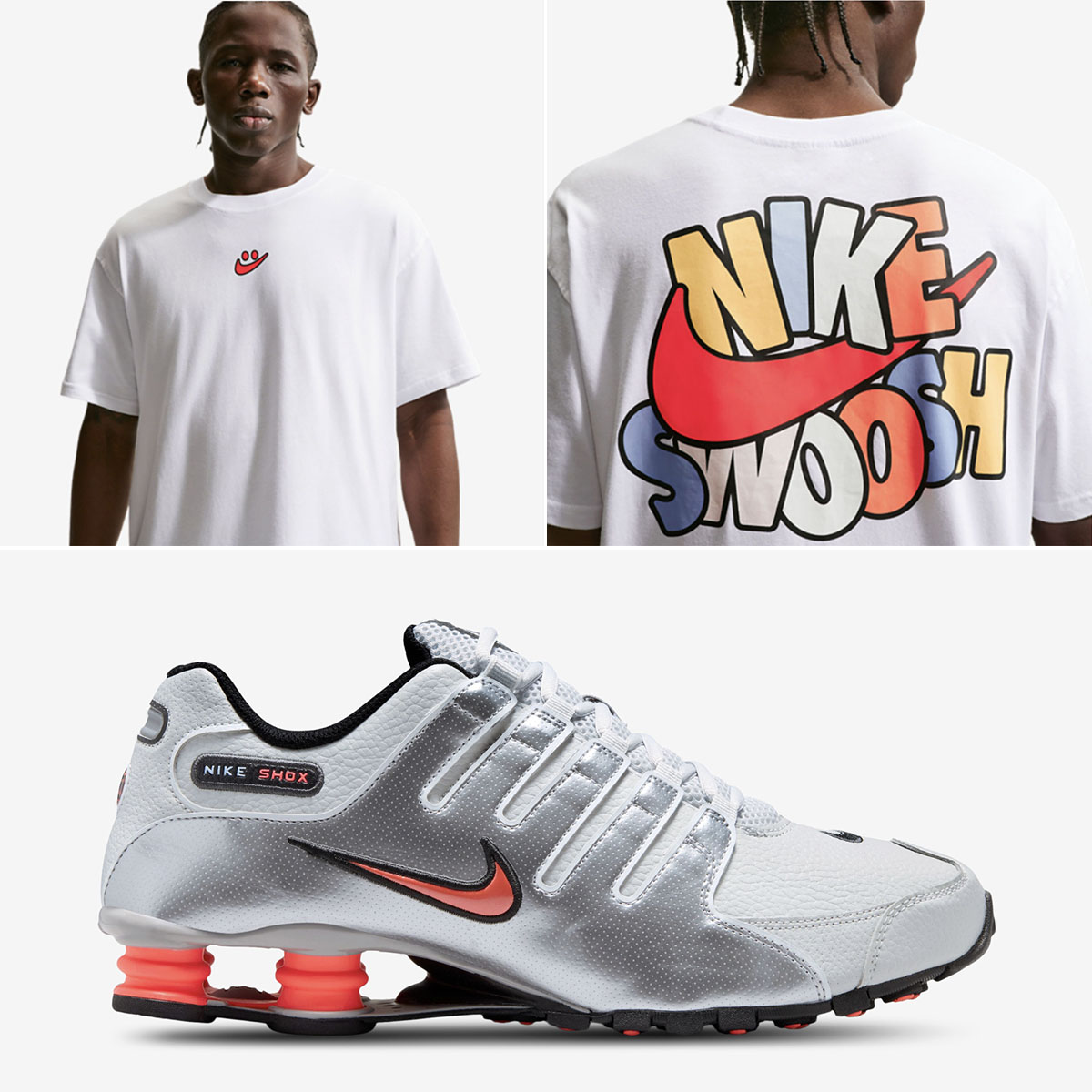 Nike Shox NZ Swoosh World Sneakers and T Shirt Outfit