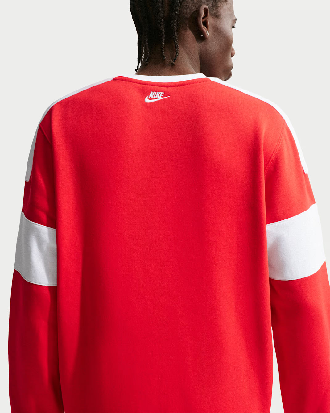 Nike Sportswear Club Men's Fleece Crew-Neck Sweatshirt University Red White 2