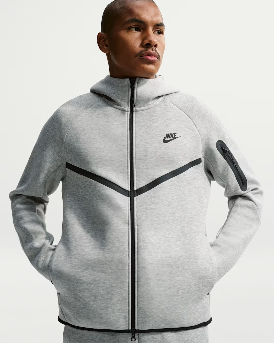 Nike Tech Fleece Men's Full-Zip Windrunner Hoodie Grey Heather Black