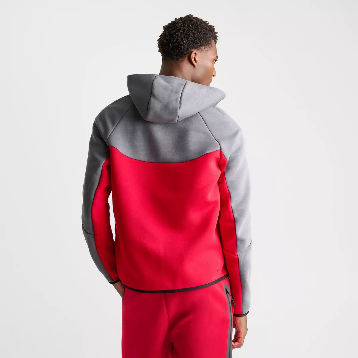 Nike Tech Fleece Men's Full-Zip Windrunner Hoodie Smoke Grey Fire Red 2