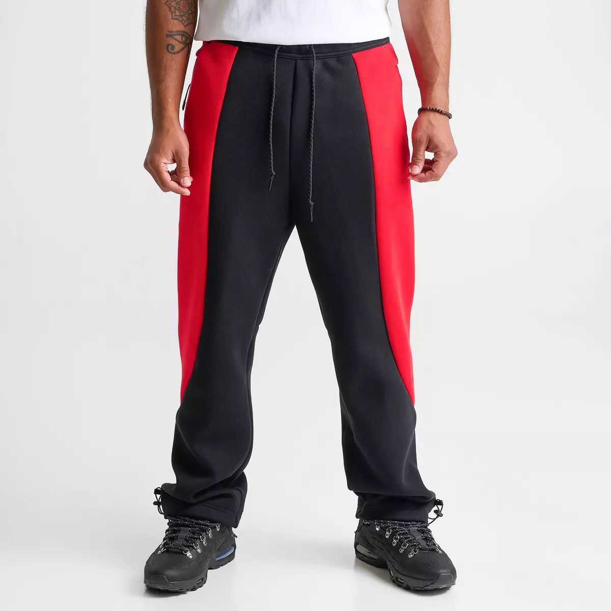 Nike Tech Fleece Mens Open Hem Pants Black University Red 1