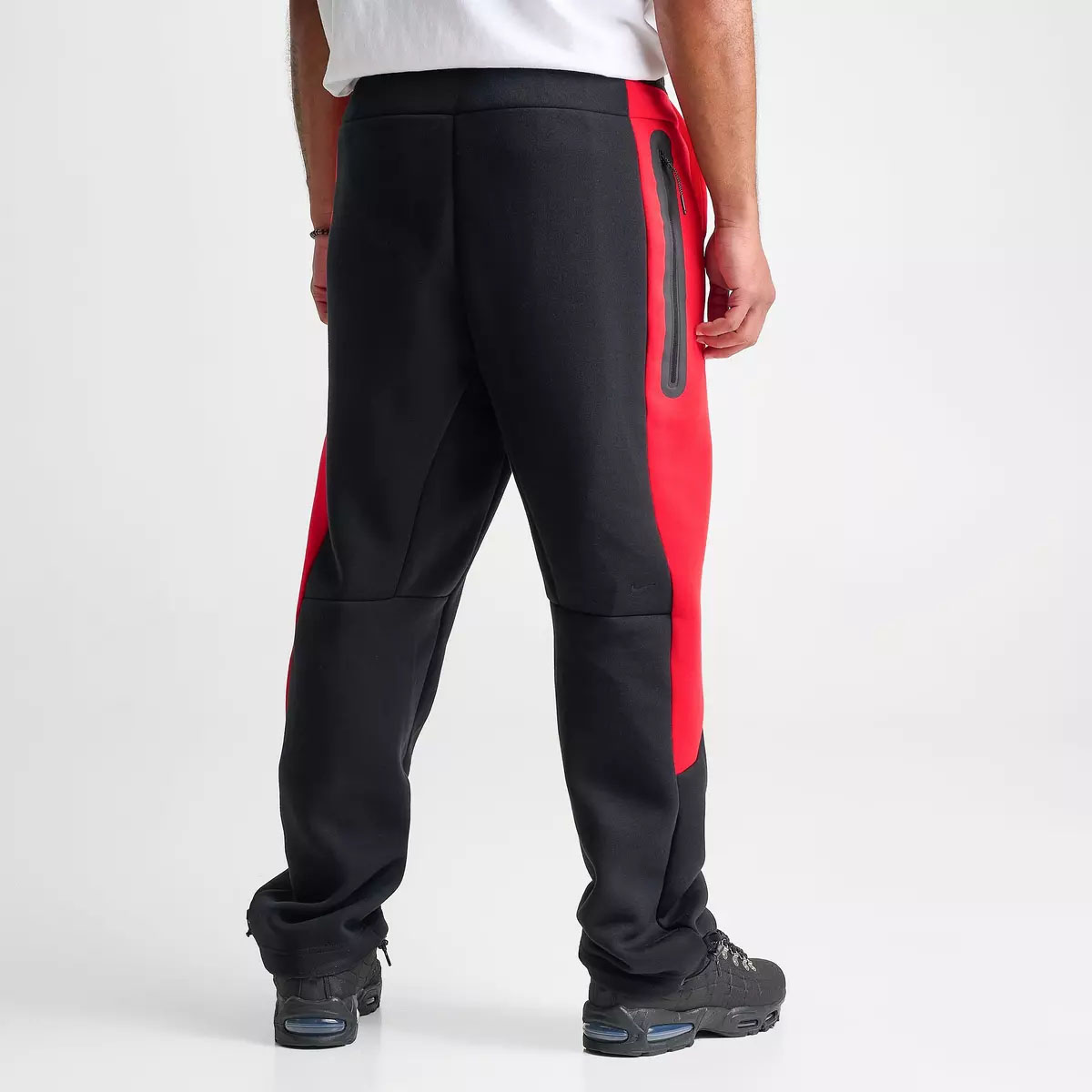 Nike Tech Fleece Mens Open Hem Pants Black University Red 2