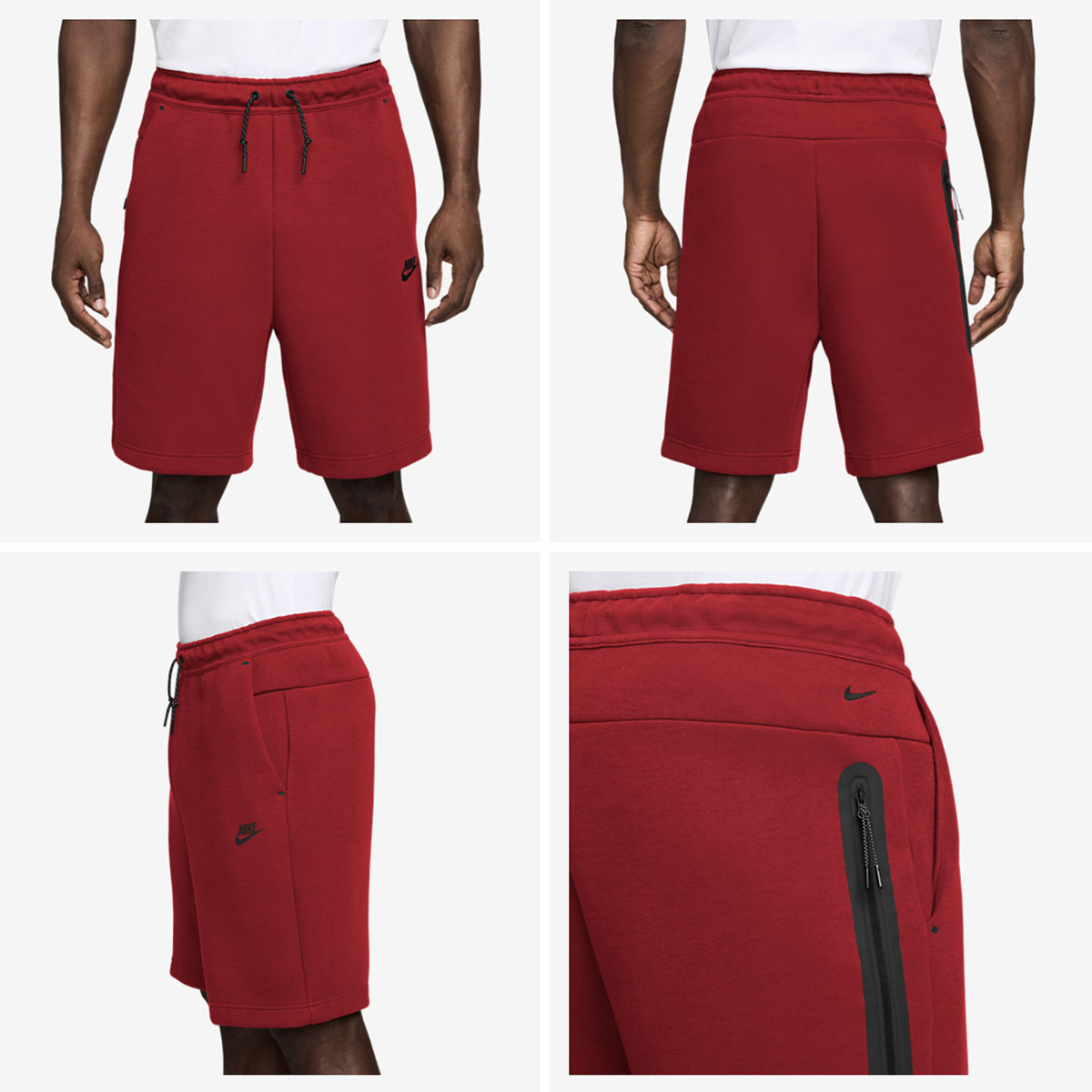 Nike-Tech-Fleece-Mens-Shorts-Gym-Red-Black
