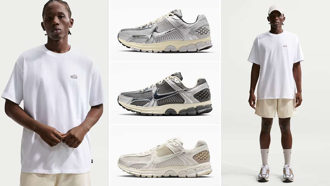 Nike Zoom Vomero 5 Patch White T-Shirt and Sneakers to Match
