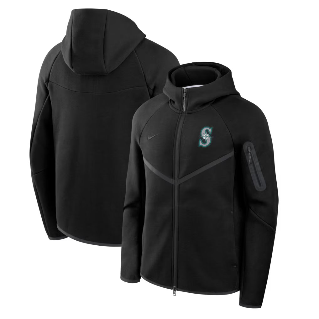 Seattle Mariners Nike Tech Fleece Full Zip Hoodie Black Freshwater