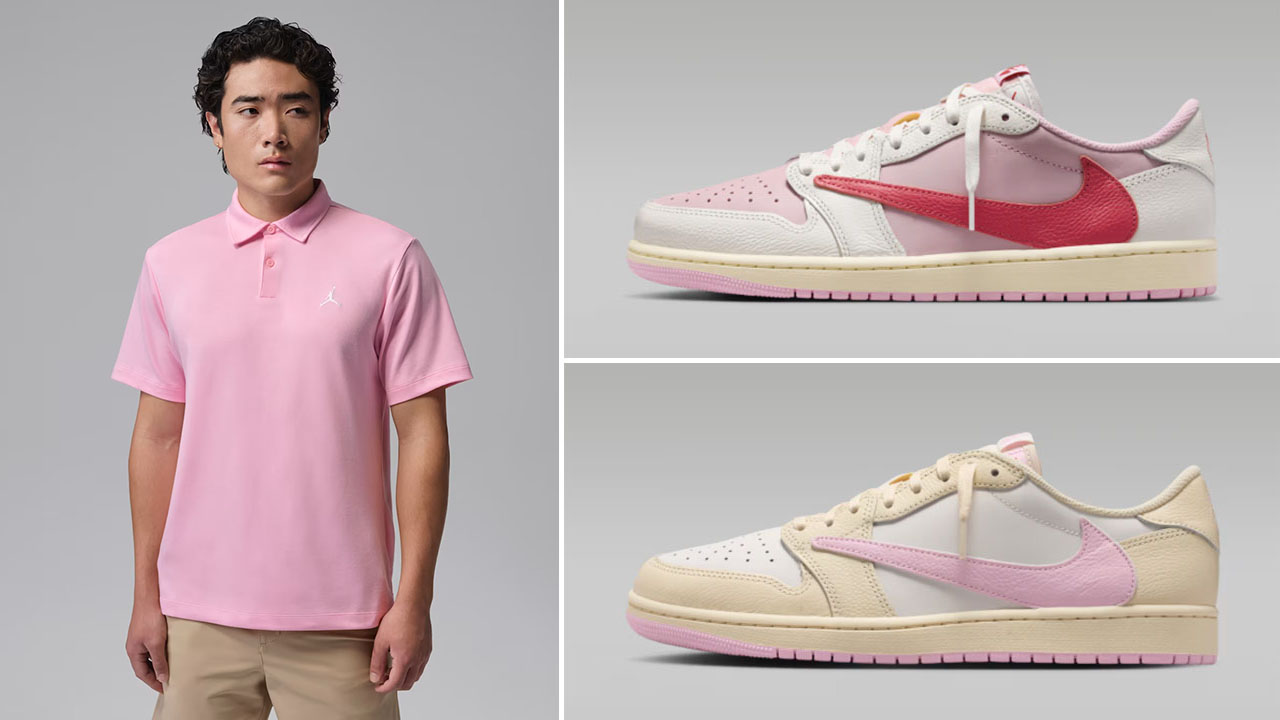 Travis Scott Air Jordan 1 Low OG Pink Pack x Jordan Sport Men’s Dri-FIT Golf Polo to Match Sneakers
