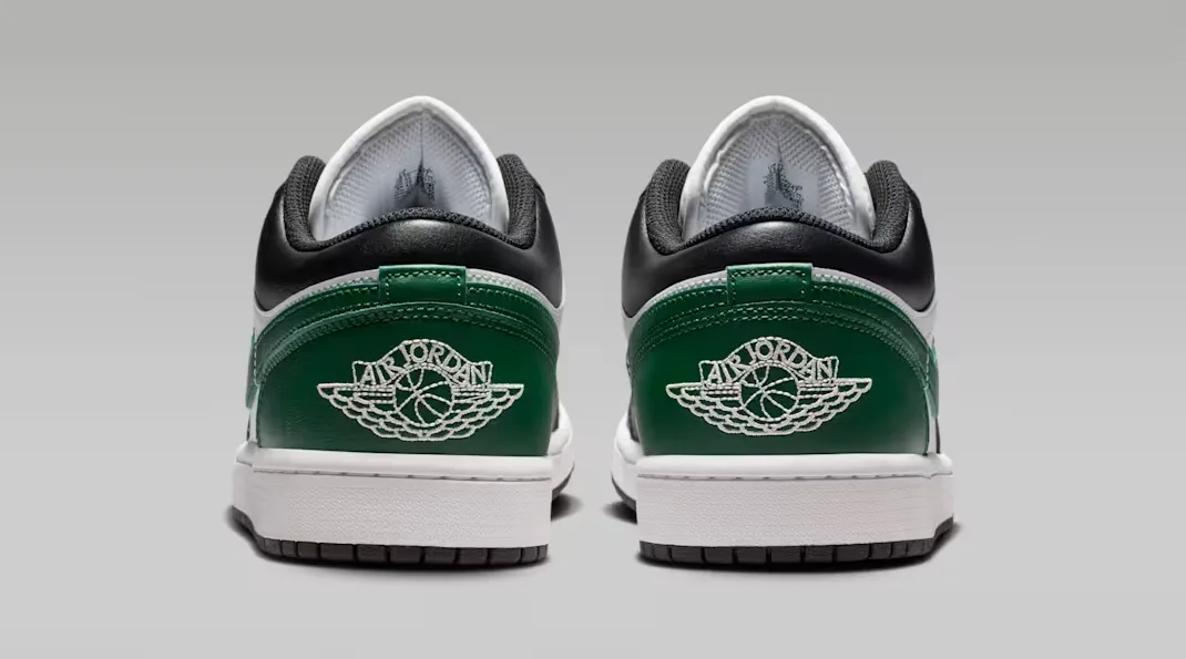 Air Jordan 1 Low Black Gorge Green Summit White Heel View