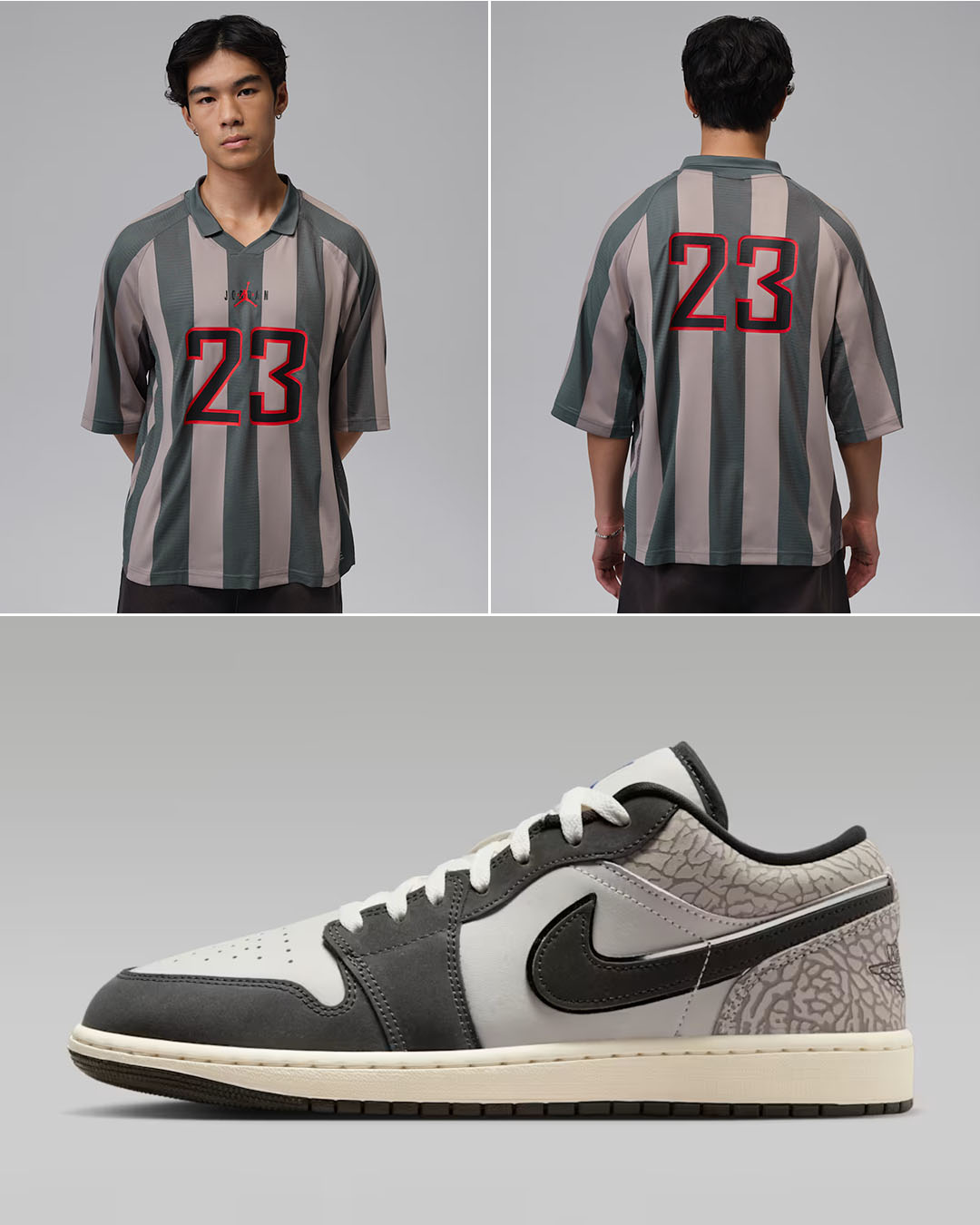 Air Jordan 1 Low Gamma Grey x Jordan Brooklyn Mens Terrace Top Sneaker Fits