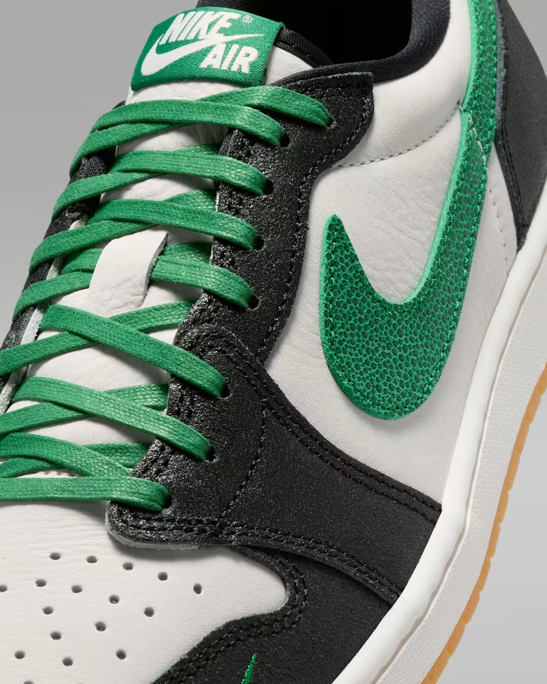 Air Jordan 1 Low OG Phantom Pine Green Top Close Up View