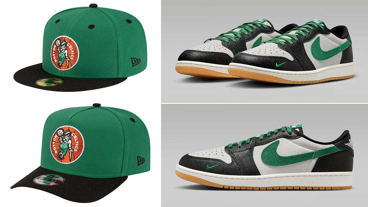 Air Jordan 1 Low OG Phantom Pine Green x Boston Celtics New Era Hats