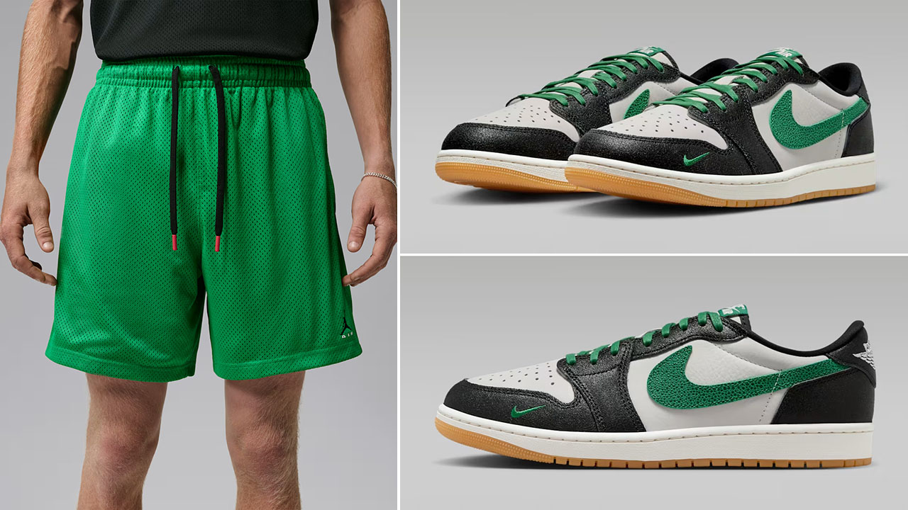 Air Jordan 1 Low OG Pine Green x Jordan Brooklyn Men's Mesh Shorts to Match