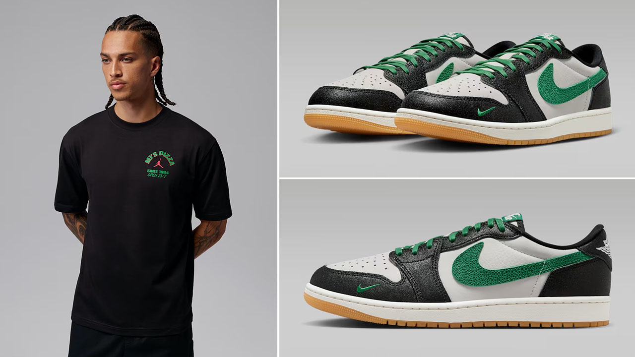 Air Jordan 1 Low OG Pine Green x Jordan MJ's Pizza Men's Graphic T-Shirt to Match