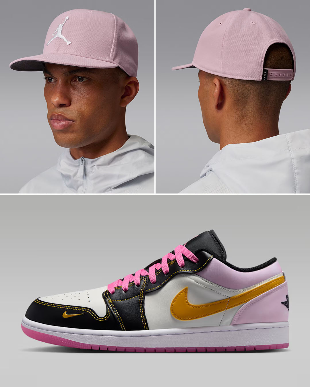 Air Jordan 1 Low SE Sherbet x Jordan Jumpman Pro Adjustable Pink Cap to Match Sneakers