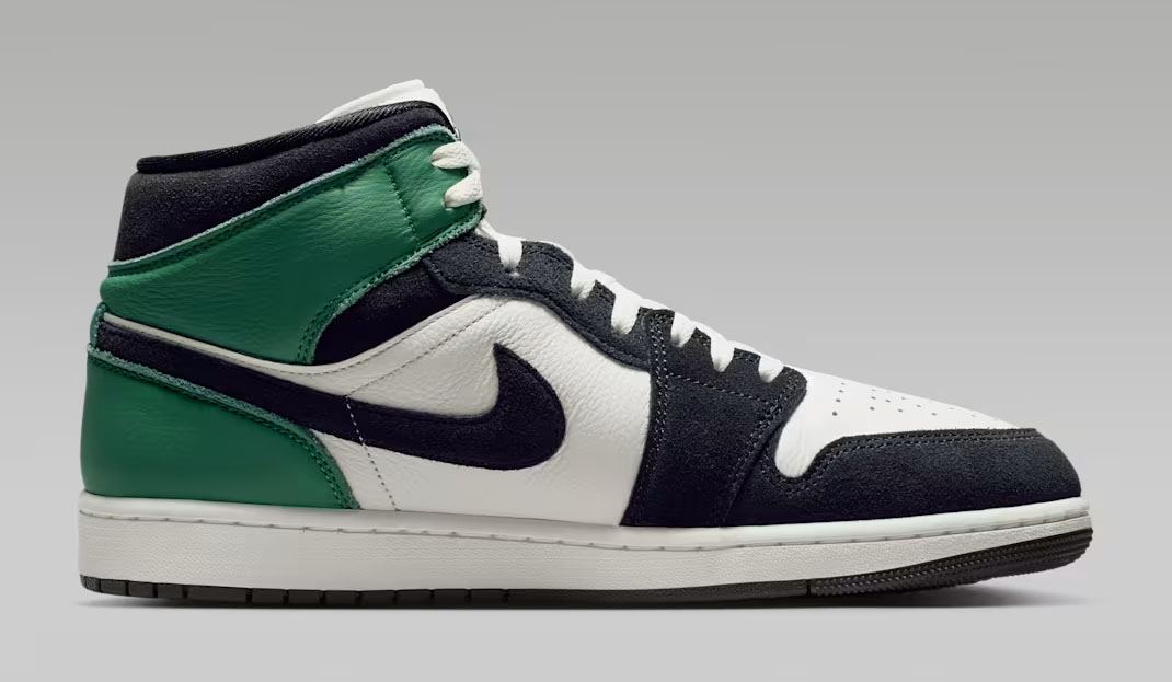 Air Jordan 1 Mid SE Lucky Green Medial Side View