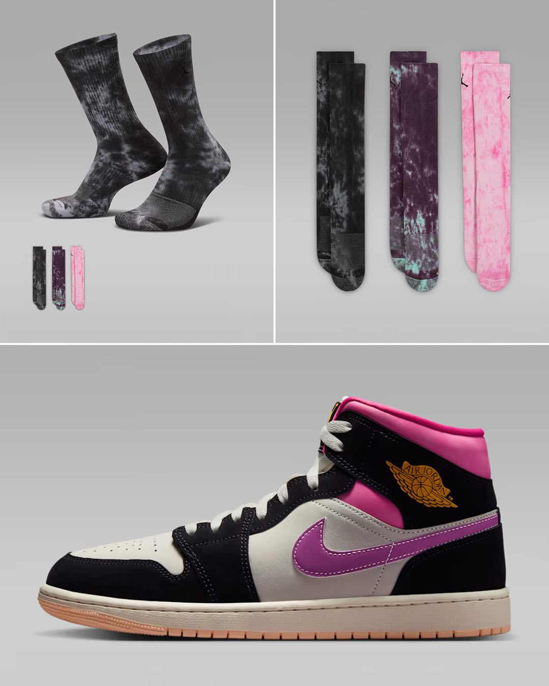 Air Jordan 1 Mid SE World Tour x Jordan Everyday Plus Festival Crew Socks to Match Sneakers