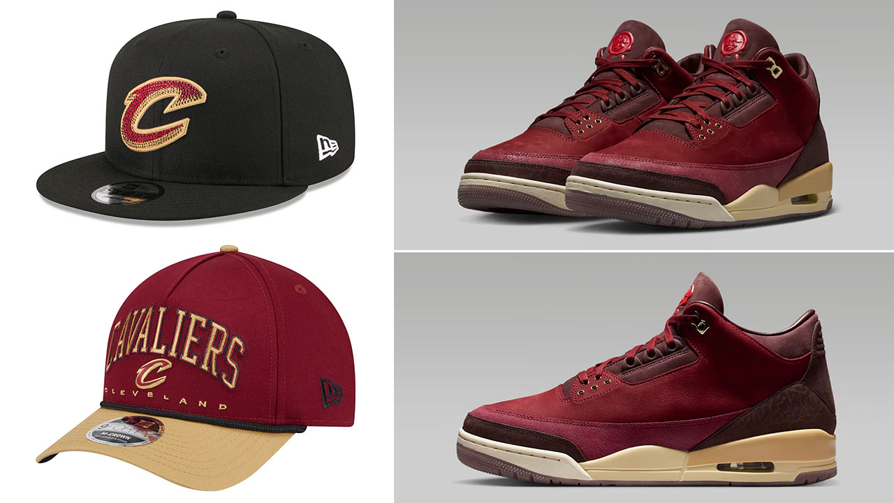 Air Jordan 3 BIN 23 x New Era Cleveland Cavaliers Hats to Match Sneakers