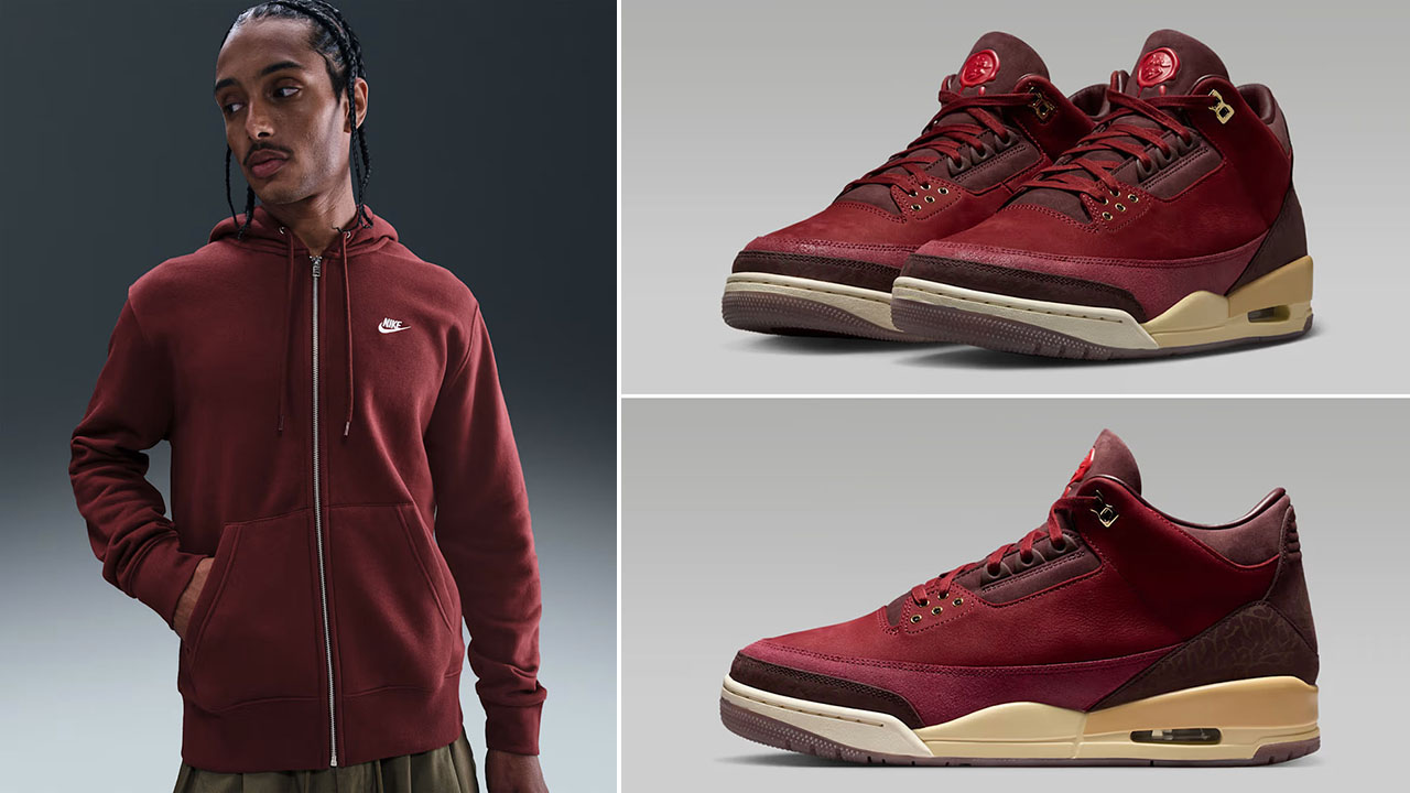 Air Jordan 3 BIN 23 x Nike Club Men’s Full-Zip Fleece Hoodie Outfit to Match Sneakers