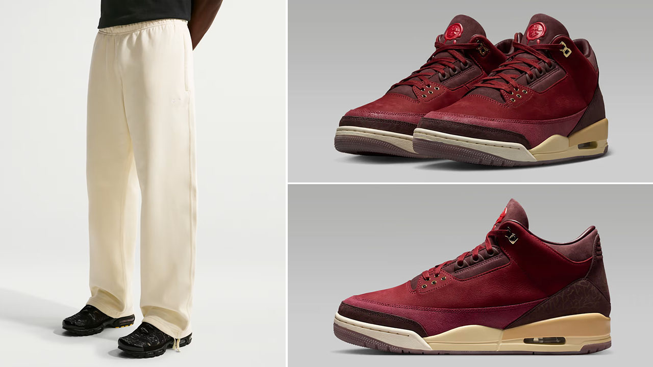 Air Jordan 3 BIN 23 x Nike Solo Swoosh Men's Fleece Open-Hem Pants Outfit to Match Sneakers