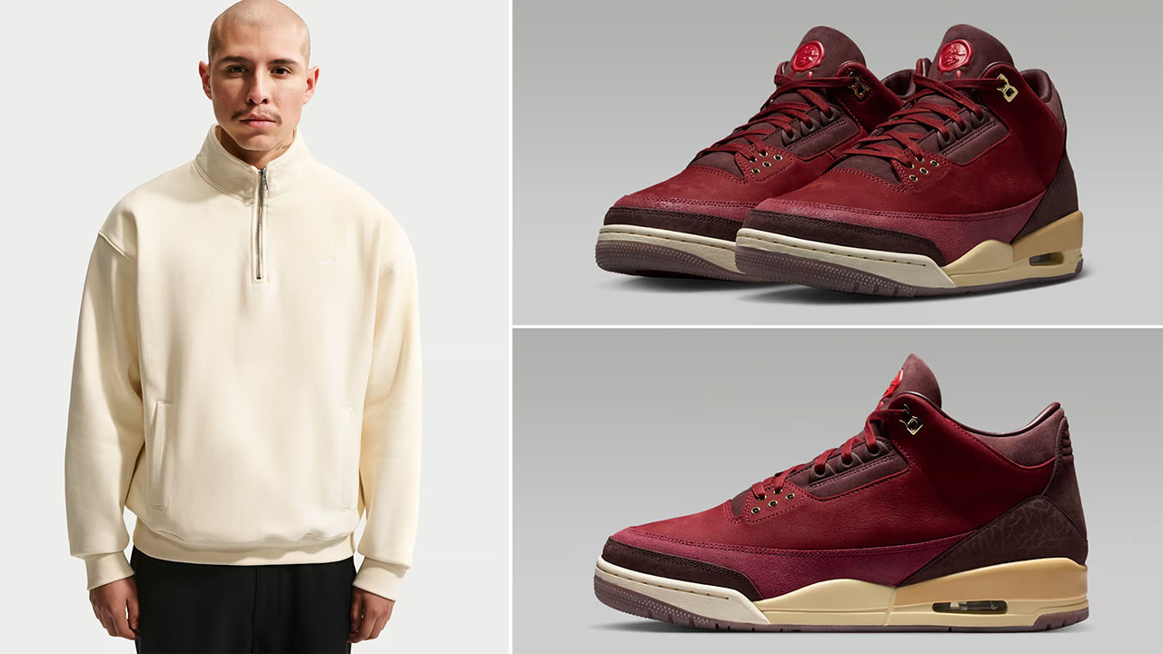 Air Jordan 3 BIN 23 x Nike Solo Swoosh Men's Fleece Quarter-Zip Top Outfit to Match Sneakers