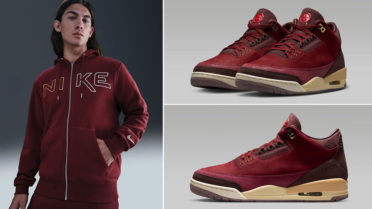 Air Jordan 3 BIN 23 x Nike Sportswear Club Men’s Full-Zip Fleece Graphic Hoodie Outfit to Match Sneakers