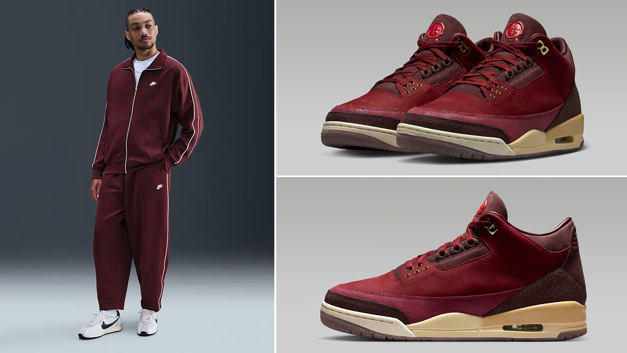 Air Jordan 3 BIN 23 x Nike Sportswear Club Men’s Oversized Knit Track Jacket and Pants Outfit to Match Sneakers