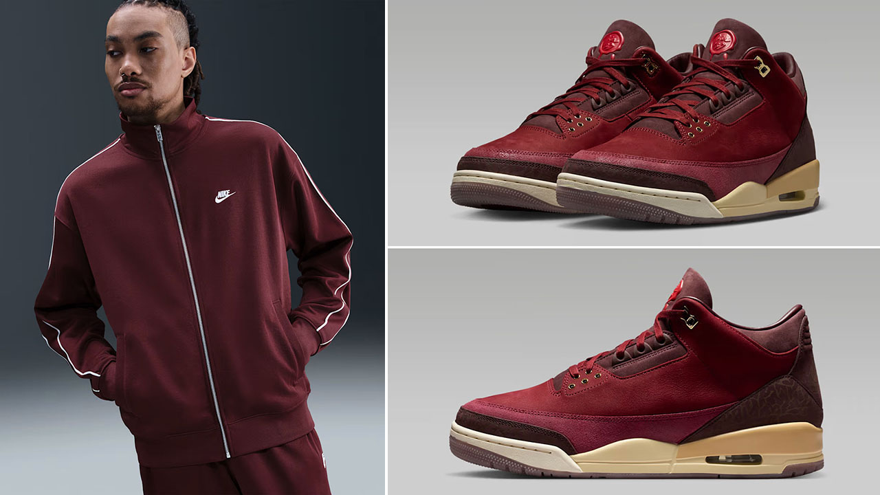 Air Jordan 3 BIN 23 x Nike Sportswear Club Men’s Oversized Knit Track Jacket Outfit to Match Sneakers