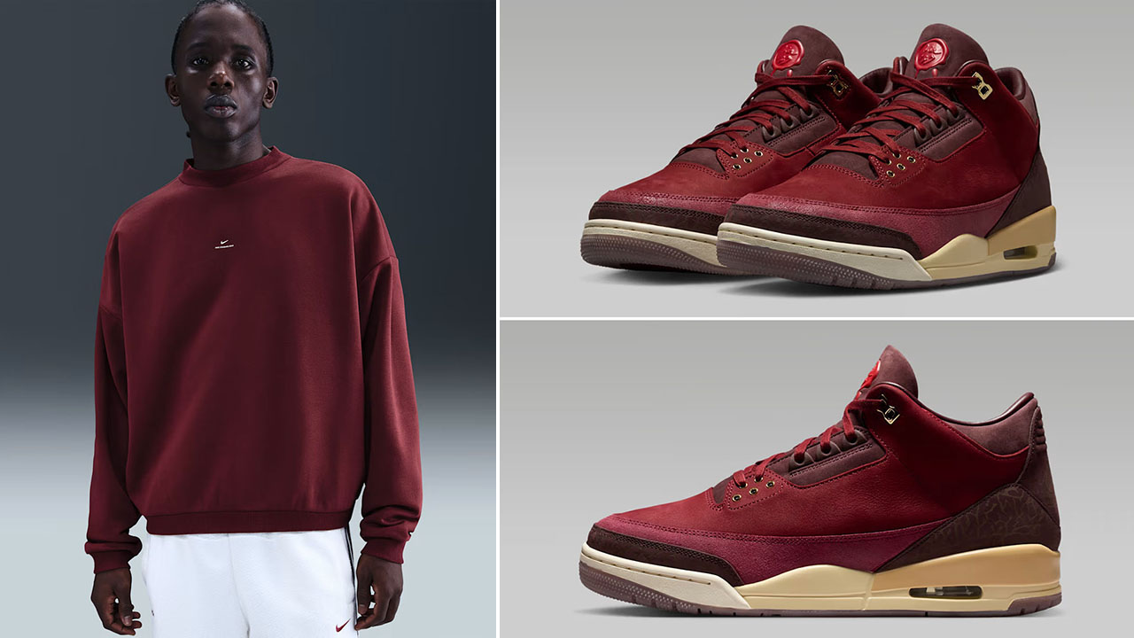 Air Jordan 3 BIN 23 x Nike Standard Issue Men’s Therma-FIT Basketball Crew Sweatshirt Outfit to Match Sneakers