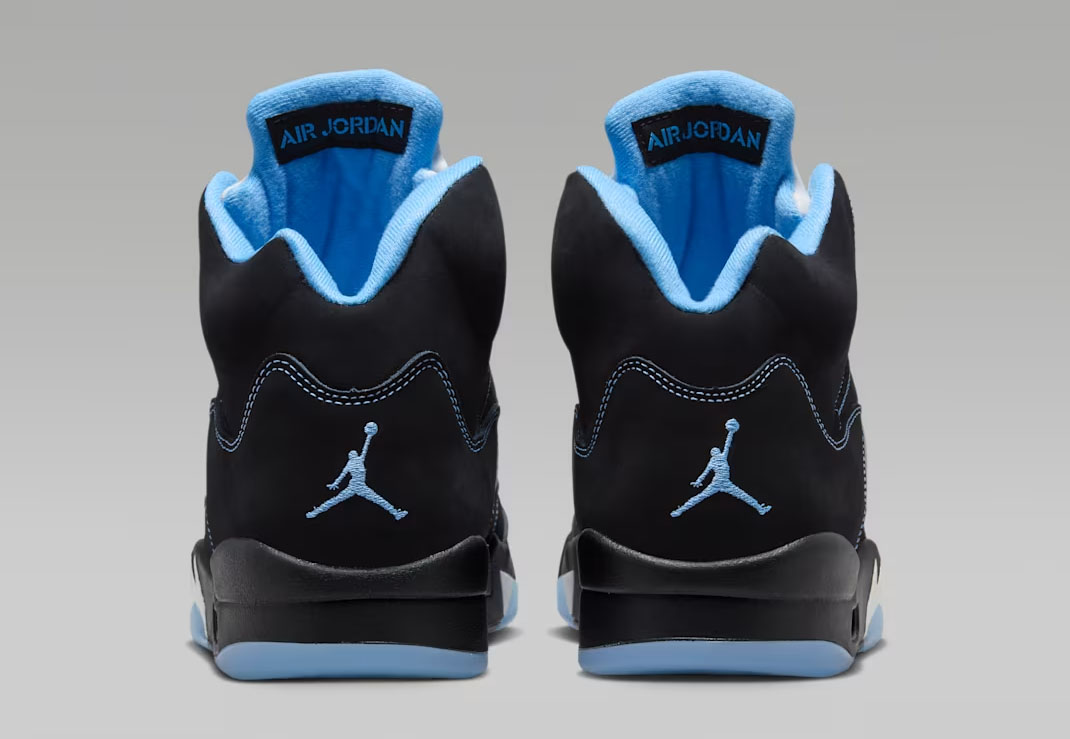Air Jordan 5 Black UNC University Blue 2026 Back Heel View