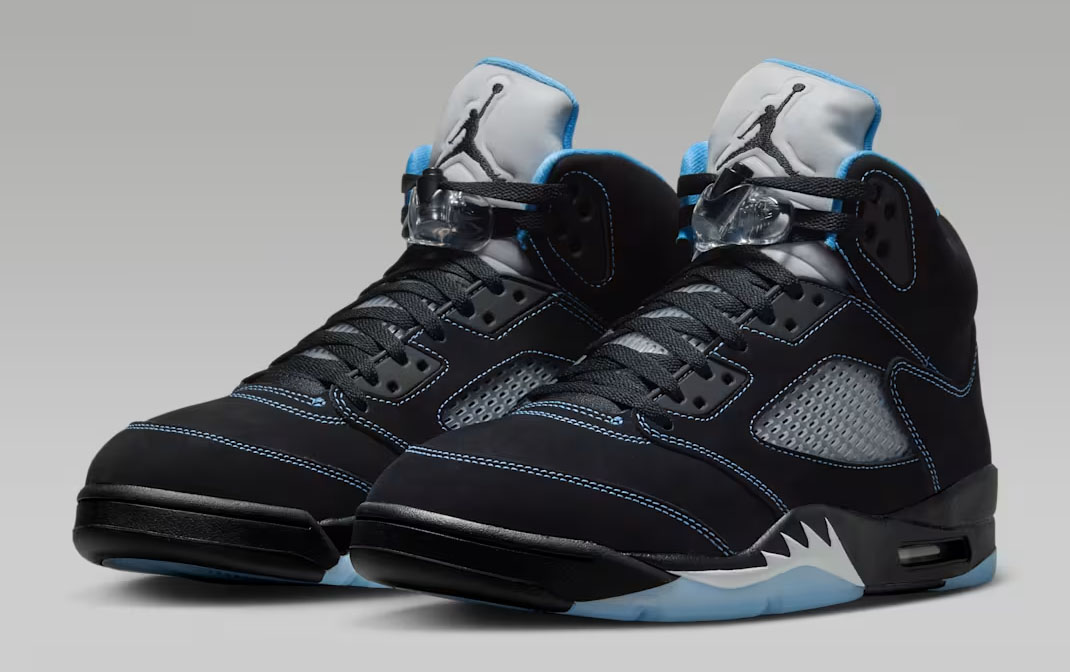 Air Jordan 5 Black UNC University Blue 2026 Top Side View