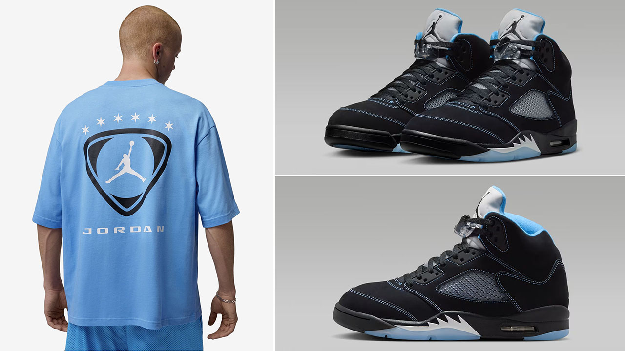 Air Jordan 5 Black UNC University Blue 2026 x Jordan Brooklyn Oversized Graphic Men’s T-Shirt to Match
