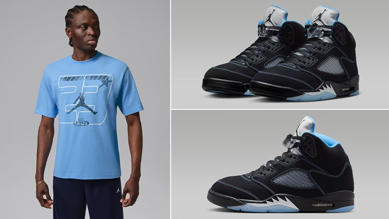 Air Jordan 5 Black UNC University Blue 2026 x Jordan Men’s Y2K Graphic T-Shirt to Match