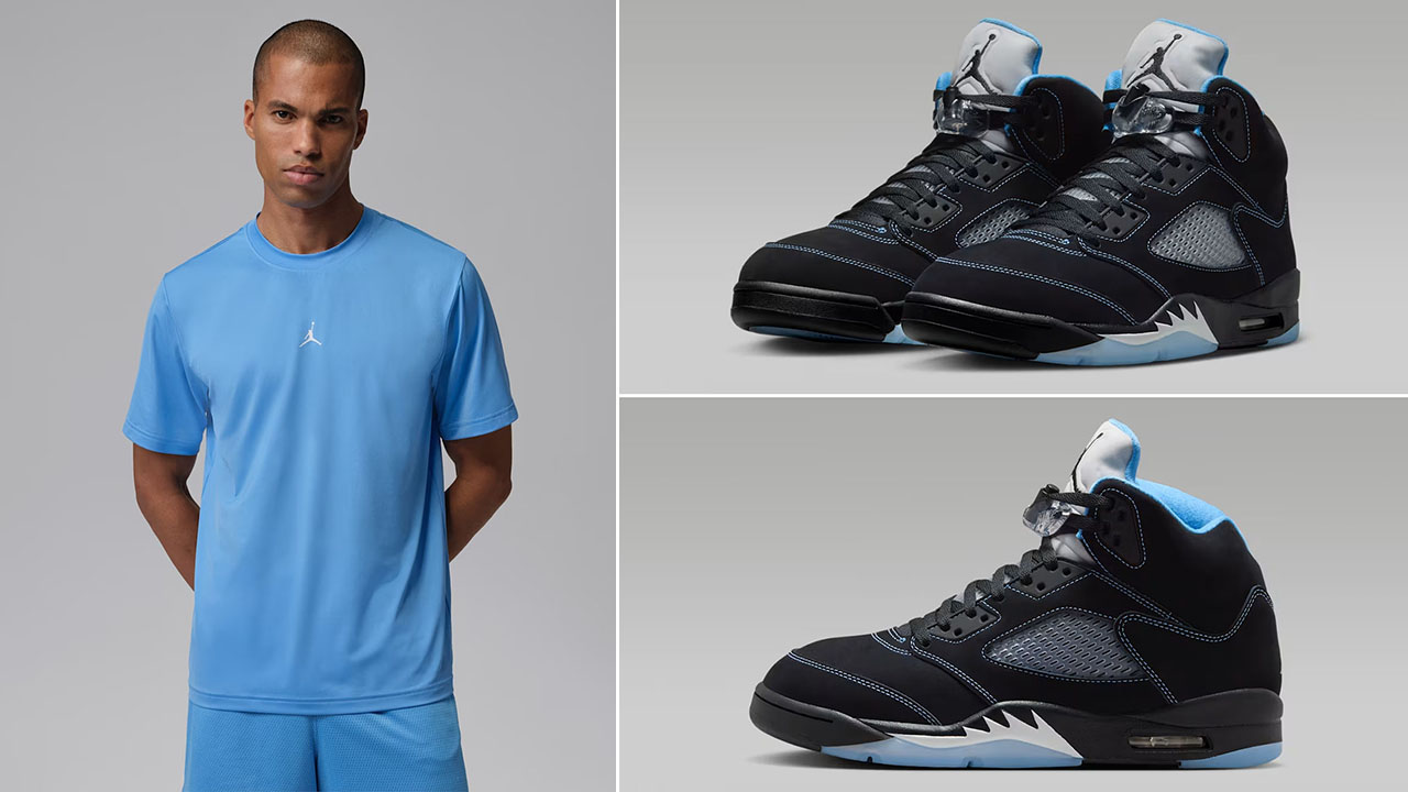 Air Jordan 5 Black UNC University Blue 2026 x Jordan Sport Essentials Men’s Dri-FIT Short-Sleeve Top to Match