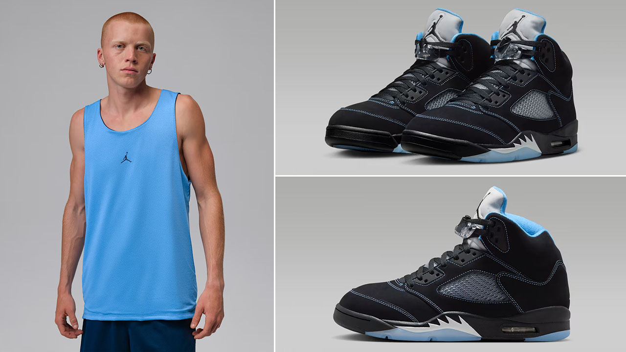 Air Jordan 5 Black UNC University Blue 2026 x Jordan Sport Men's Reversible Jersey to Match