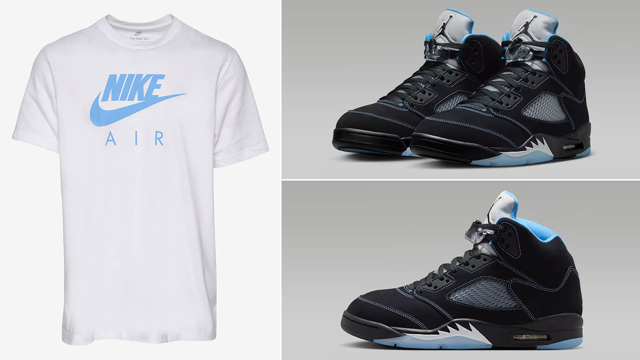 Air Jordan 5 Black UNC University Blue 2026 x Nike Air Men’s T-Shirt to Match
